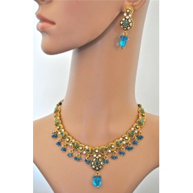 Pastel Blue Ethnic Indian Necklace Set